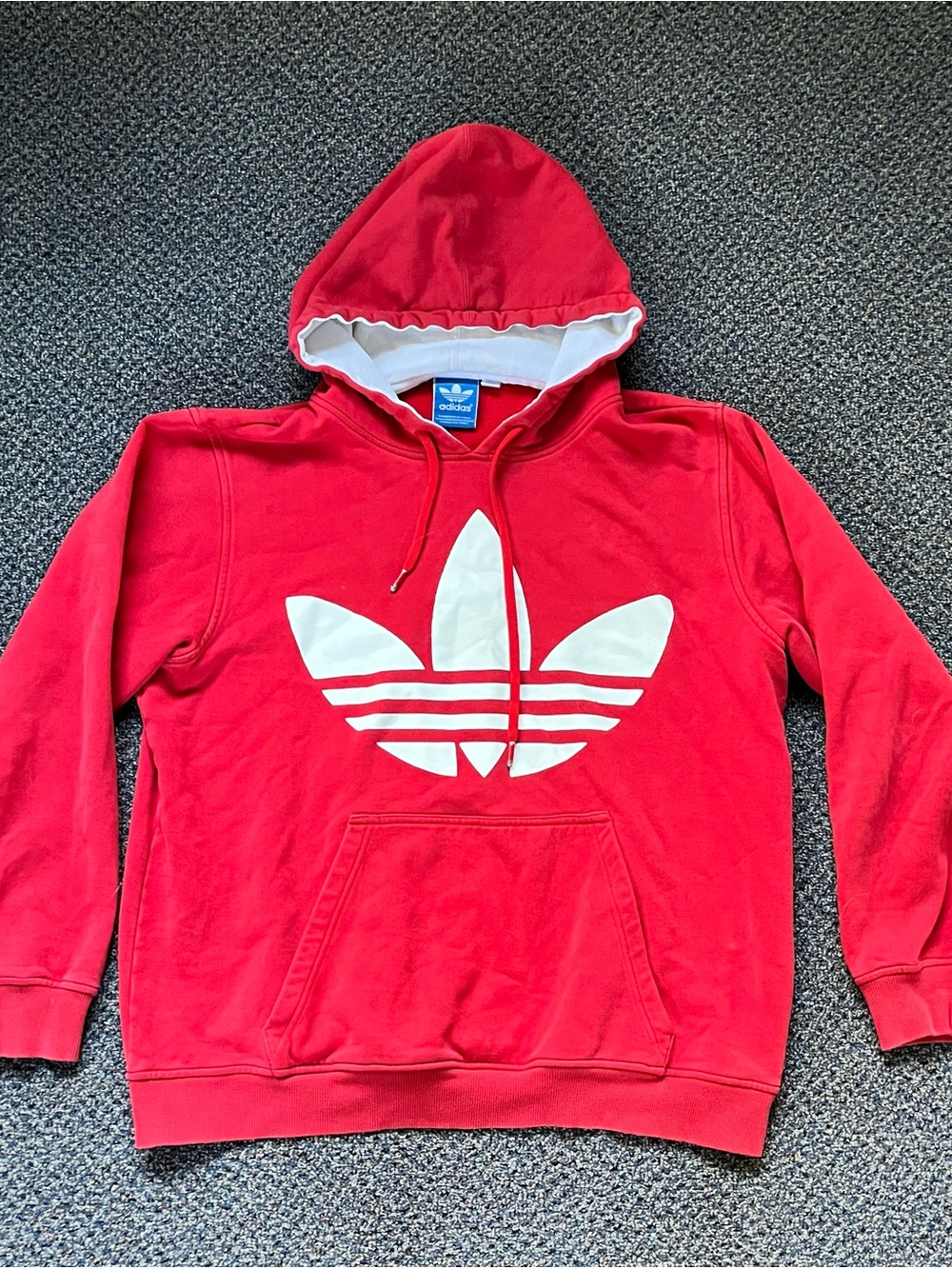 adidas Men’s Red Hoodie with White Trefoil Logo
